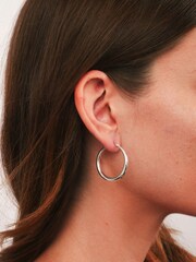 Lauren by Ralph Lauren Silver Tone Gradual Hoop Earrings - Image 3 of 3