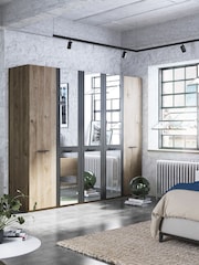 Wiemann Oak Jenson Matt and Mirror Semi Fitted 5 Door Wardrobe - Image 1 of 2