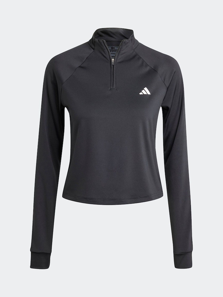 adidas Black Train Essential Quarter Zip Sweatshirt - Image 7 of 7