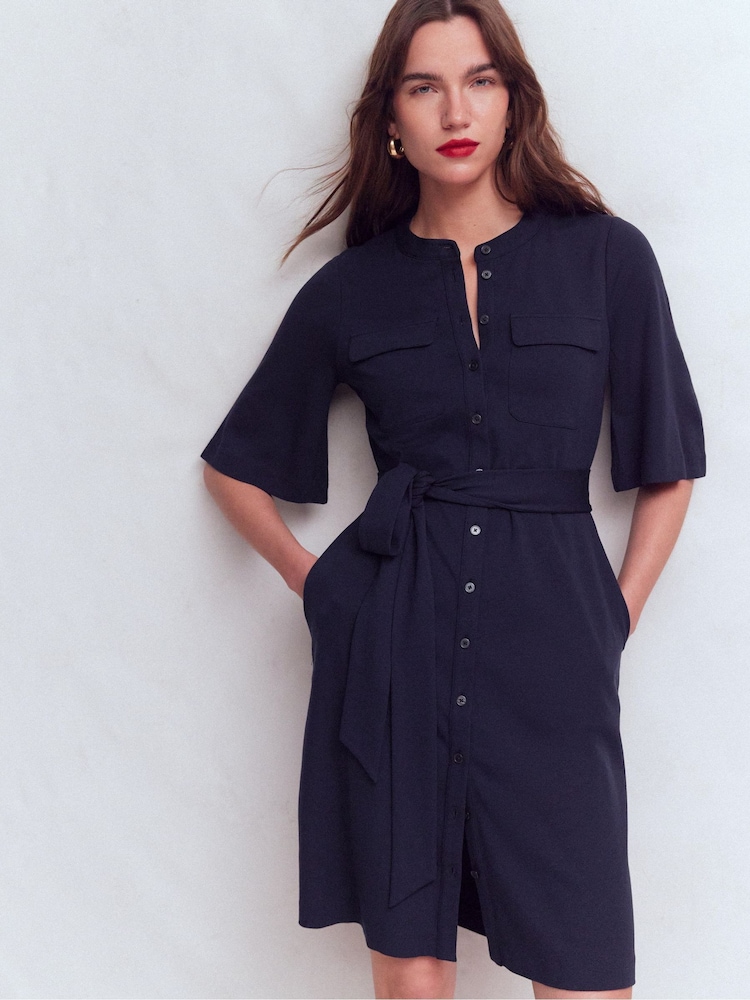 Boden Blue Front Pocket Ponte Dress - Image 1 of 5 Boden Blue Front Pocket Ponte Dress - Image 1 of 5