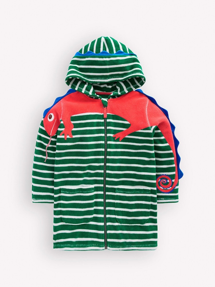 Boden Green Fun Towelling Zip-up Hoodie - Image 1 of 3 Boden Green Fun Towelling Zip-up Hoodie - Image 1 of 3