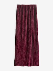Berry Red Column Velvet Slit Midi Skirt - Image 4 of 5