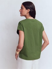 Boden Green Nina Embroidered Notch T-Shirt - Image 3 of 6