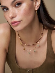 Orelia London Gold Tone Mini Molten Coin Charm Necklace - Image 1 of 4