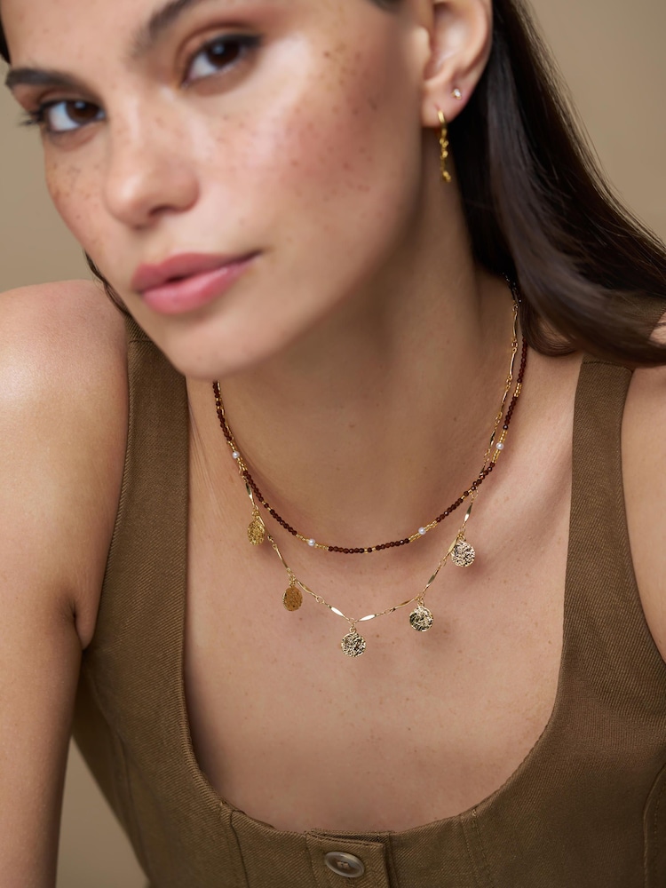 Orelia London Gold Tone Mini Molten Coin Charm Necklace - Image 1 of 4 Orelia London Gold Tone Mini Molten Coin Charm Necklace - Image 1 of 4