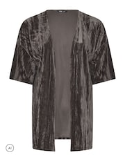 Yours Curve Crushed Velour Kimono - 2şəkildən 1 şəkil