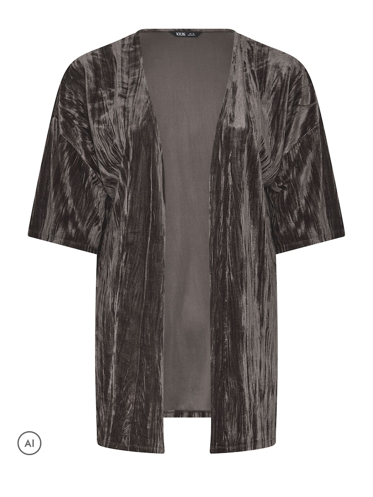 Yours Curve Crushed Velour Kimono - 2şəkildən 1 şəkil