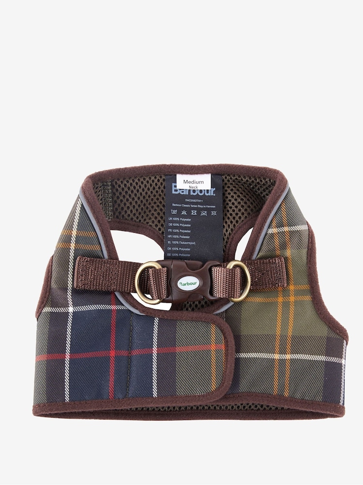 Barbour® Olive Green Tartan Step In Dog Harness - Image 2 of 4