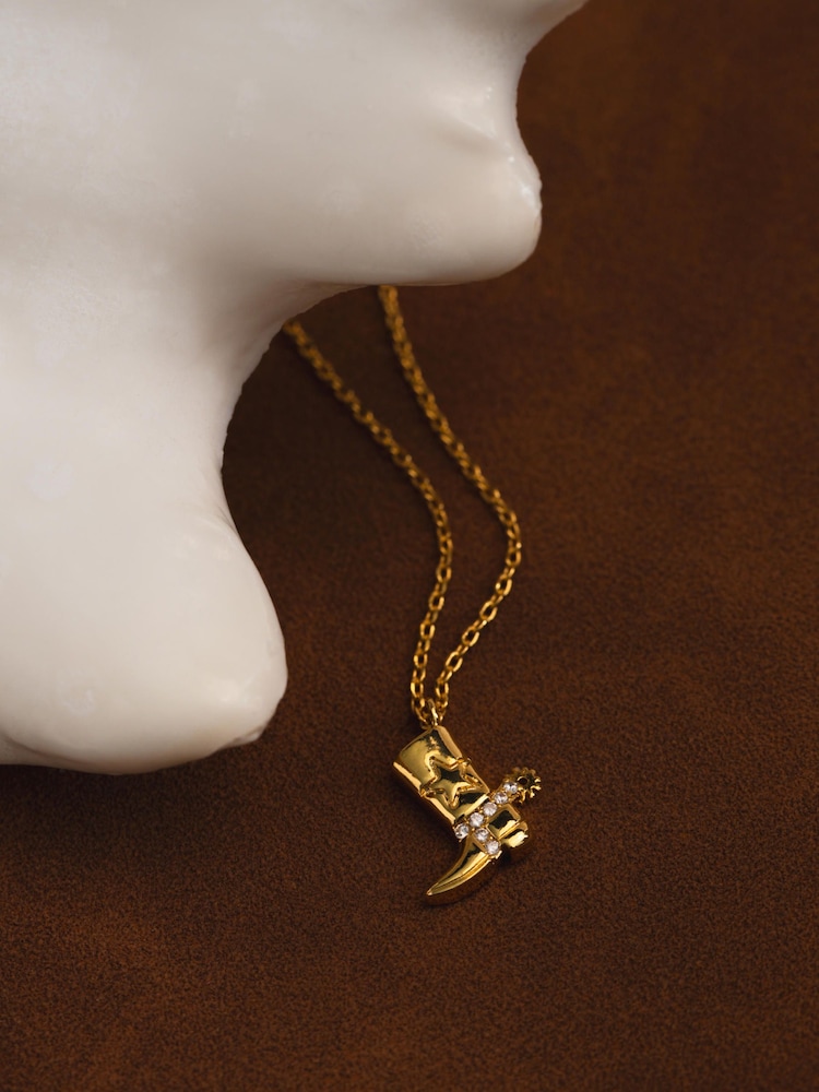 Orelia London Gold Tone Cowboy Boot Charm Necklace - Image 1 of 4 Orelia London Gold Tone Cowboy Boot Charm Necklace - Image 1 of 4