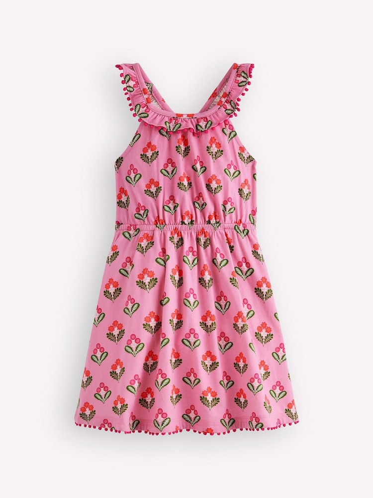 Boden Pink Ruffle Neck Trim Dress - Image 1 of 3