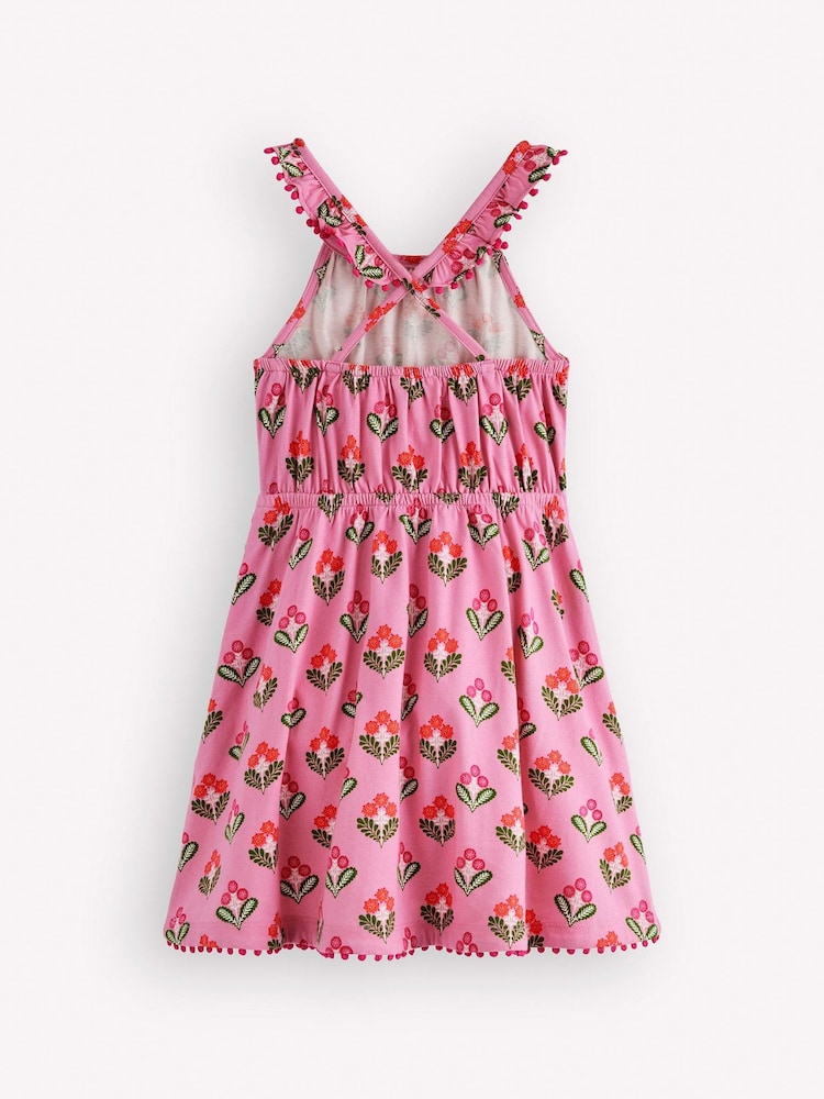 Boden Pink Ruffle Neck Trim Dress - Image 2 of 3