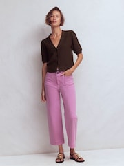 Boden Brown Hayley Cotton V-neck Cardigan - Image 4 of 5