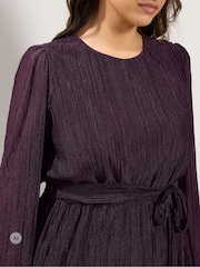Yours Curve Purple Metallic Tiered Dress - Image 3 of 6