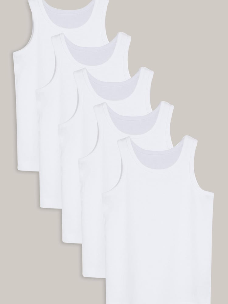 White Vests 5 Pack (1.5-16yrs) - Image 1 of 1