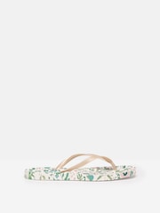 Joules Sunvale Cream Floral Printed Flip Flops - Image 1 of 5