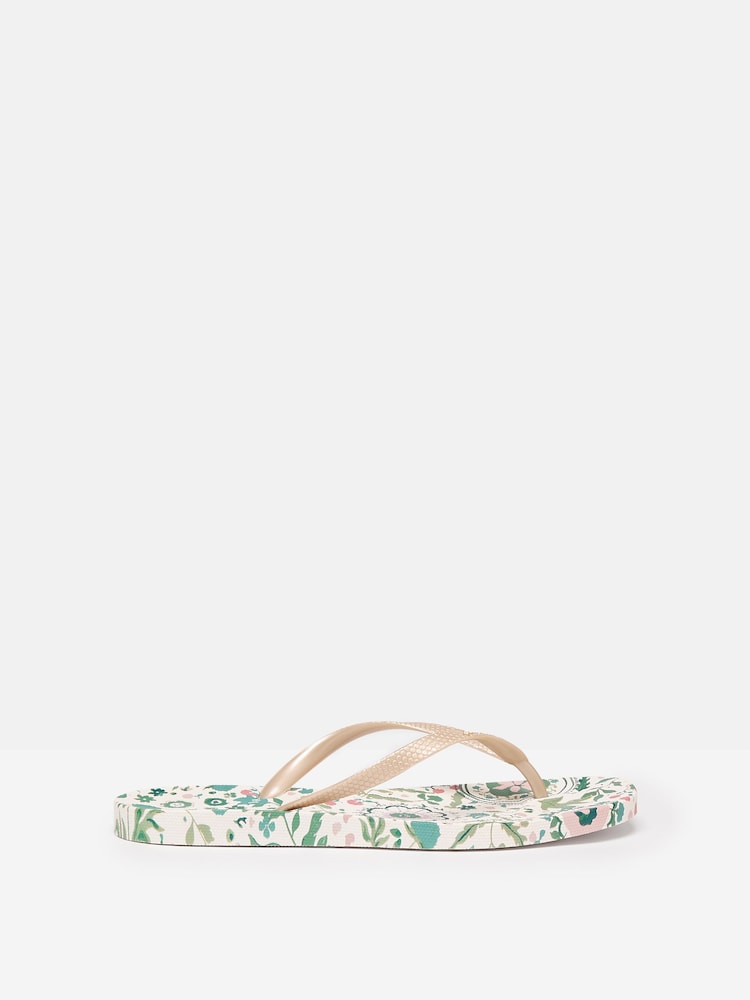 Joules Sunvale Cream Floral Printed Flip Flops - Image 1 of 5