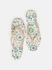 Joules Sunvale Cream Floral Printed Flip Flops - Image 3 of 5