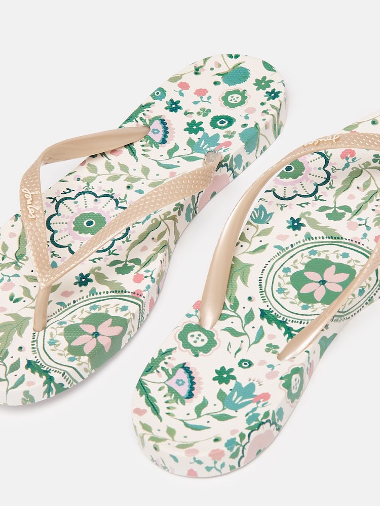 Joules Sunvale Cream Floral Printed Flip Flops - Image 5 of 5