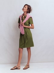 Boden Green Patti Short Jersey Shirt Dress - Image 4 of 5
