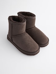 Chocolate Brown Tall Warm Lined Suede Slipper Boots - Image 3 of 5