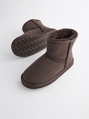 Chocolate Brown Tall Warm Lined Suede Slipper Boots - Image 4 of 5