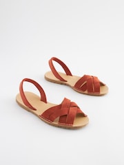 Rust Brown Suede Weave Sandals - Image 4 of 7