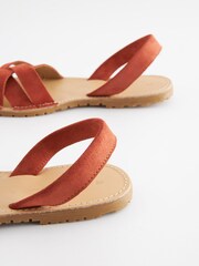 Rust Brown Suede Weave Sandals - Image 6 of 7