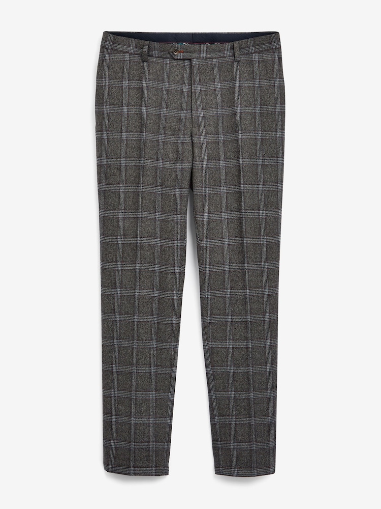 Grey Slim Fit Check Suit: Trousers - Image 2 of 2