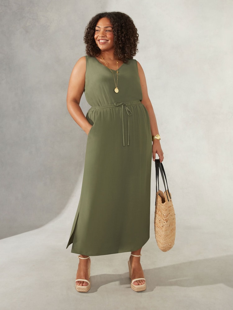 Live Unlimited Green Curve Drawstring Skirt With Side Splits - Image 1 of 1