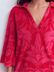 Boden Red Short Collared Towelling Dress - Image 2 of 6