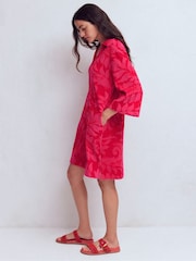 Boden Red Short Collared Towelling Dress - Image 4 of 6