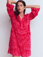 Boden Red Short Collared Towelling Dress - Image 5 of 6