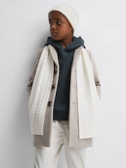 Reiss Ecru Heath Junior Knitted Scarf and Beanie Hat Set - Image 2 of 5