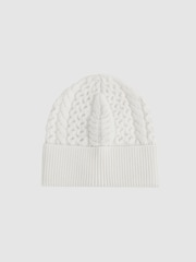 Reiss Ecru Heath Junior Knitted Scarf and Beanie Hat Set - Image 3 of 5