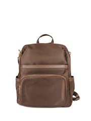 Jones Bootmaker Chocolate Brown Virelle Leather Backpack With Zip Pockets - Image 1 of 6