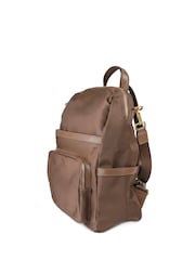 Jones Bootmaker Chocolate Brown Virelle Leather Backpack With Zip Pockets - Image 3 of 6