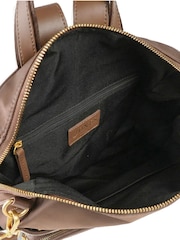 Jones Bootmaker Chocolate Brown Virelle Leather Backpack With Zip Pockets - Image 5 of 6