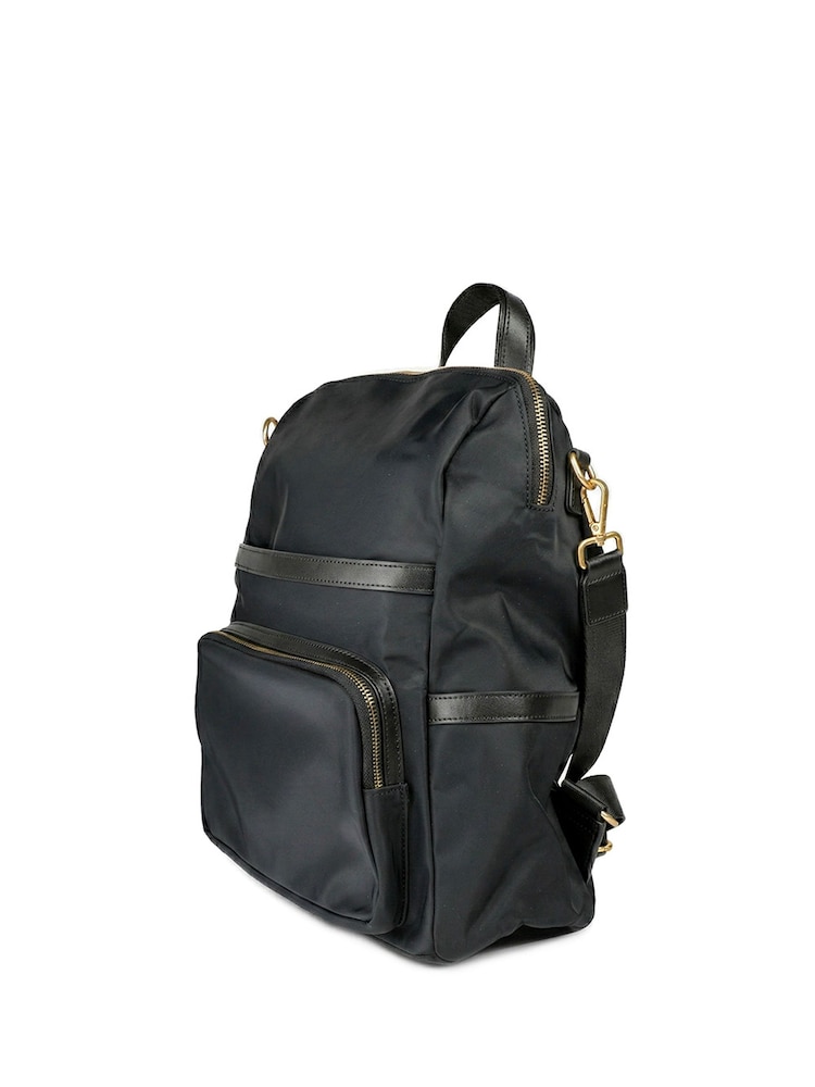 Jones Bootmaker Black Virelle Leather Backpack With Zip Pockets - Image 2 of 6 Jones Bootmaker Black Virelle Leather Backpack With Zip Pockets - Image 2 of 6