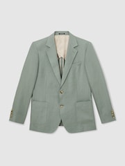 Reiss Sage Atlantic Tailored Fit Linen-Twill Single-Breasted Classic-Fit Suit Blazer - Image 2 of 9