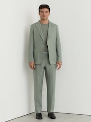 Reiss Sage Atlantic Tailored Fit Linen-Twill Single-Breasted Classic-Fit Suit Blazer - Image 6 of 9