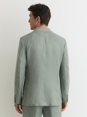 Reiss Sage Atlantic Tailored Fit Linen-Twill Single-Breasted Classic-Fit Suit Blazer - Image 7 of 9