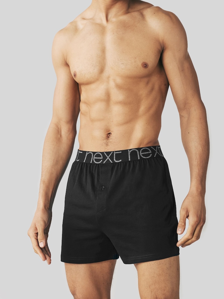 Black 100% Cotton 4 pack Boxers - Image 4 of 6