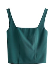 Teal Blue Square Neck Sleeveless Top - Image 6 of 6