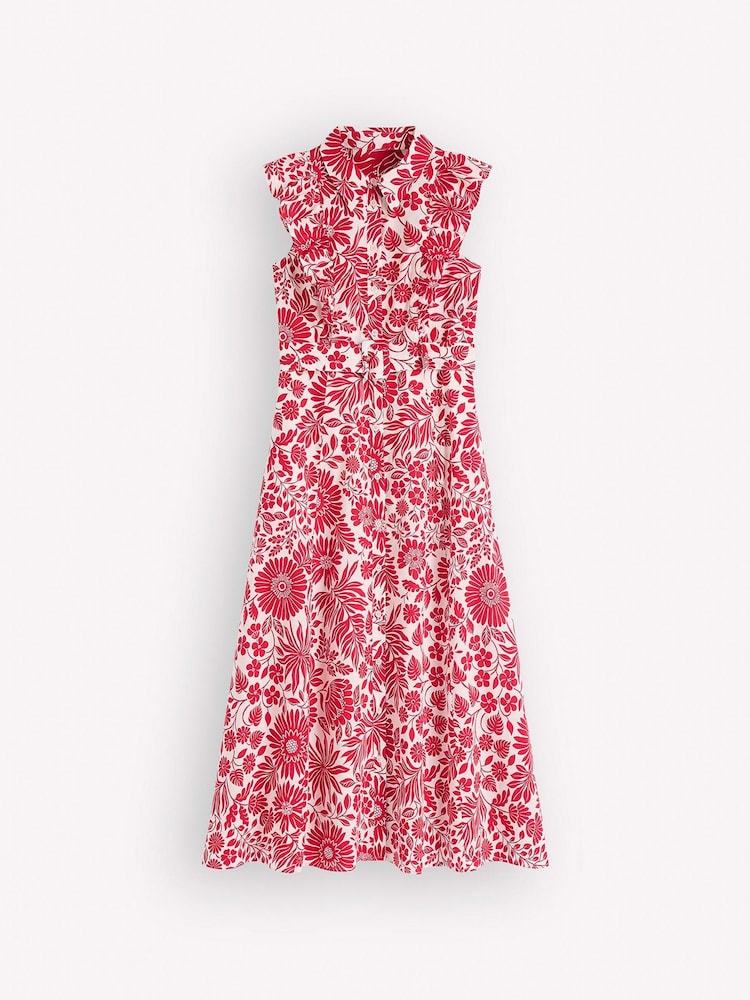 Boden Red Ruffle Bodice Shirt Dress - Image 5 of 5 Boden Red Ruffle Bodice Shirt Dress - Image 5 of 5
