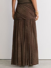Reiss Grape Burgundy Jasmine Snake-Print Plissé Maxi Skirt - Image 6 of 7