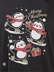 Yours Curve Black 'Merry Christmas' Penguin Glitter Novelty T-Shirt - Image 5 of 7