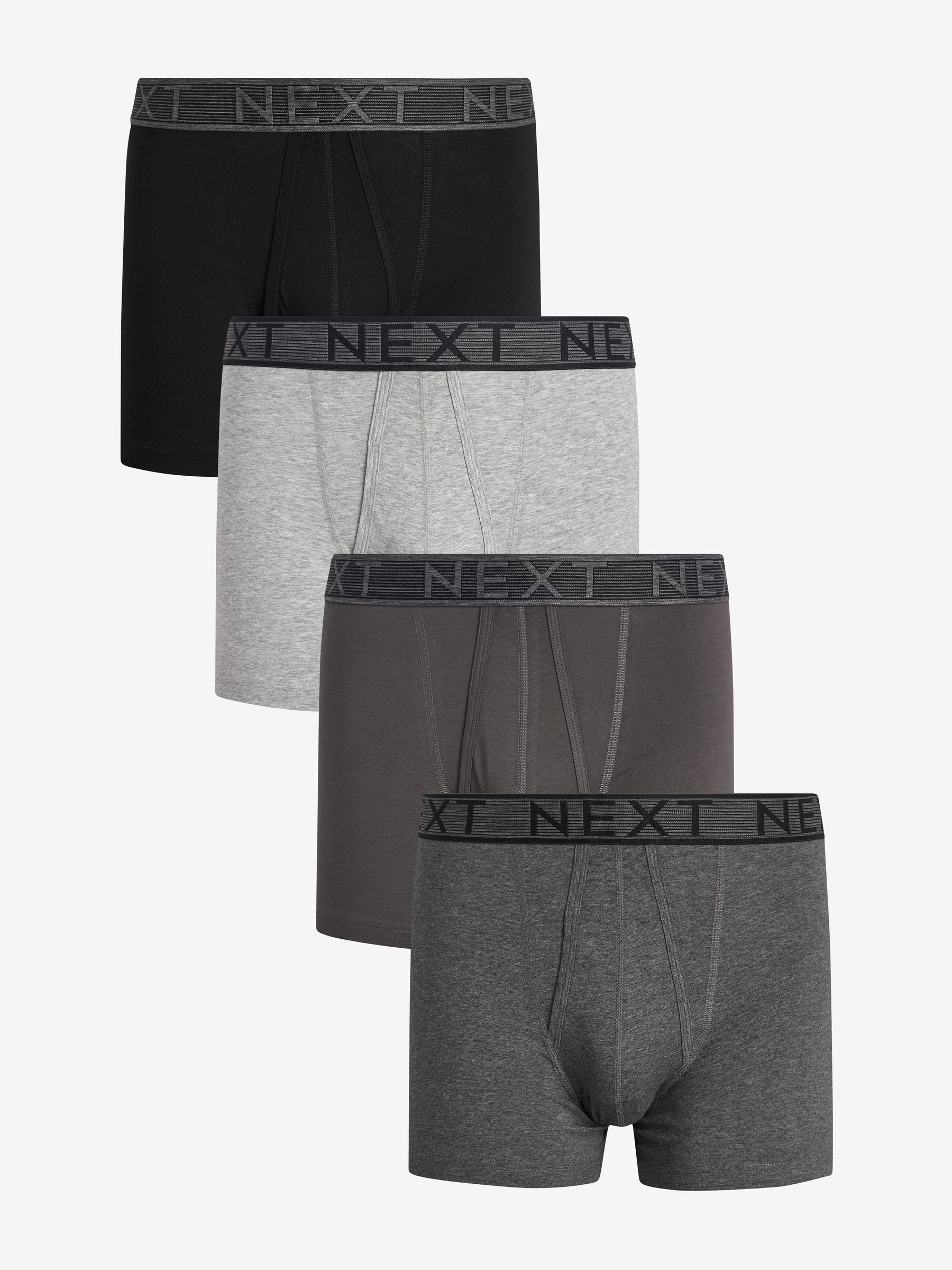 Buy Grey 4 pack A Front Cotton Rich Boxers from the Next UK online shop