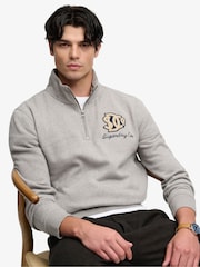 Boz - Superdry Vintage İdman Yarım Fermuarlı İdman Topu - 5şəkildən 5 şəkil