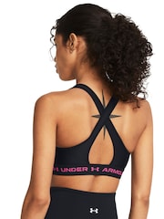 Under Armour Black/Pink Crossback Mid Support Bra - Image 2 of 10