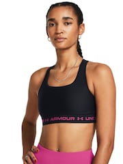 Under Armour Black/Pink Crossback Mid Support Bra - Image 3 of 10